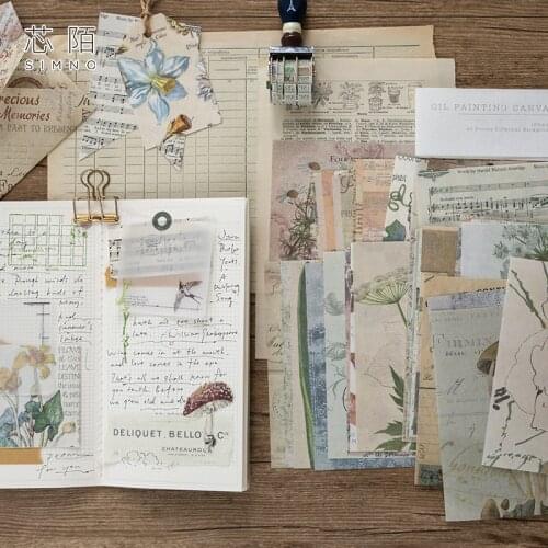 40 pcs Insect Butterfly Dragonfly Background Material Paper Junk Journal Planner Scrapbooking Vintage Decorative DIY Craft Paper