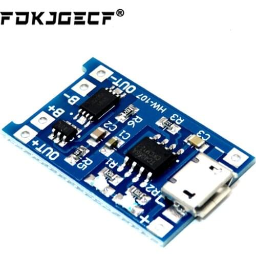 5 pcs Micro USB 5V 1A 18650 TP4056 Lithium Battery Charger Module Charging Board With Protection Dual Functions 1A Li-ion