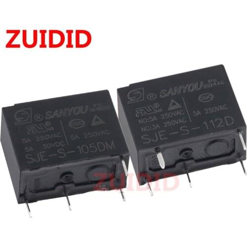 5pcs Relay SJE-S-105DM SJE-S-112DM 250V 5A relay 4 pin relay 5V/12VDC relay