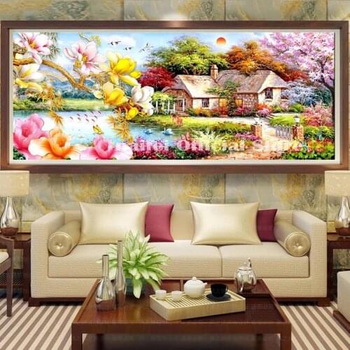 5D DIY Diamond Painting Landscape Pastoral Cottage Cross Stitch Diamond Embroidery Full Diamond Mosaic Home Decoration Gift