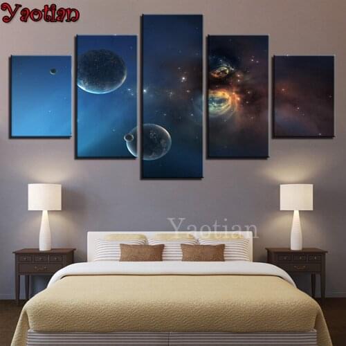 Diy diamond painting 5 Panel Universe Landscape Modern Bedside Background full square drill 5 d rhinestone embroidery beads