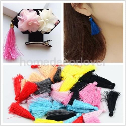 50pcs/lot 4cm Mixed Silk Tassels Charm Pendant Satin Tassel for Jewelry Making Earring Findings Key Ring Crafts DIY