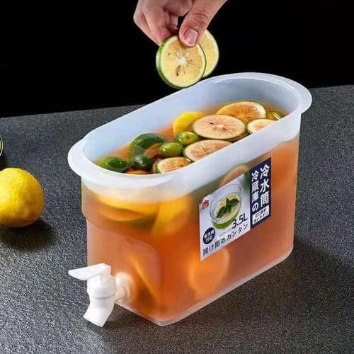 3.5L Cold Kettle With Faucet Refrigerator Fruit Teapot Summer Household Lemonade Bottle Large Capacity Ice Water Cool Bucket