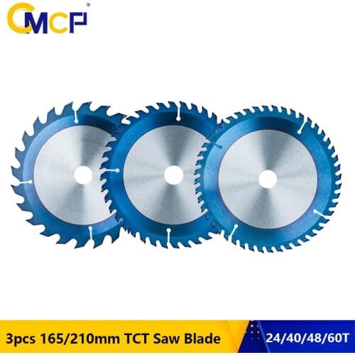 CMCP 165/210mm TCT Saw Blade 3pcs/Set 24/40/48T 24/48/60T Carbide Circular Saw Blade Nano Blue Coating Wood Cutting Disc