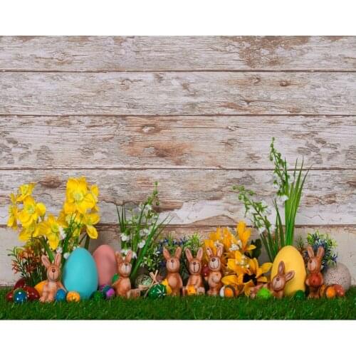 Floral Bunny on Rustic Wooden Board Party Backdrop Baby Shower Room Decor Photo Booth Studio Prop