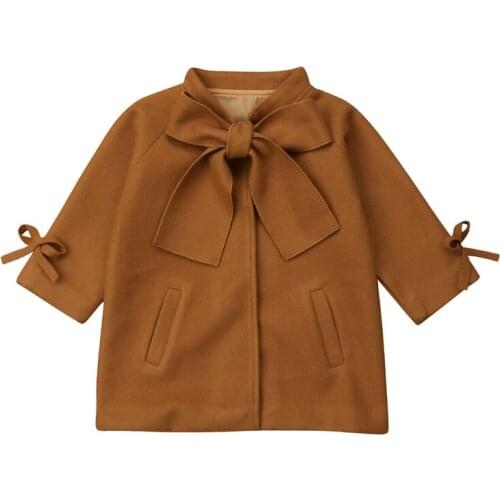 Kid Baby Girl Winter Warm Wool Bow Coat Overcoat Outwear Girls Jacket KIDS Clothes
