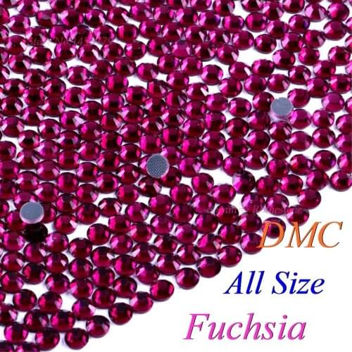 DMC Fuchsia SS6 SS10 SS16 SS20 SS30 Glass Crystals Hotfix Rhinestone Iron-on Rhinestones Shiny DIY Garment Bag With Glue