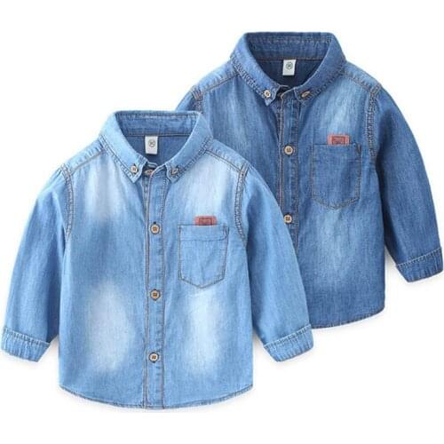 Boys Trend Fashion Wear Infant Casual Long Sleeve Jacket Spring Autumn Baby Girl Denim Shirt Tops Children Kids Lapel Clothes
