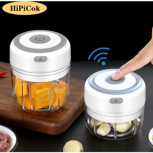 HiPiCok Electric Food Chopper Garlic Crusher Meat Grinder Mini Garlic Press Vegetable Chopper Masher Machine USB Kitchen Gadgets