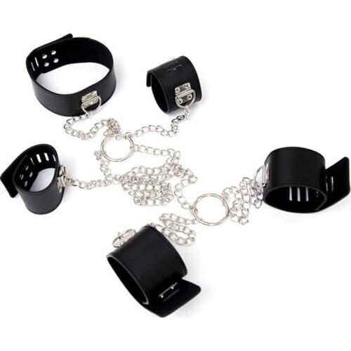 Sex Games for Adults Tools Leather Neck Collar Handcuffs Ankle Cuffs Erotic BDSM Bondage Restraints Sex Toys For Couples