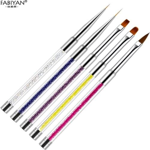 Nail Art Liner Brush Drawing Acrylic Beads Powder Carving UV Gel Extension Builder Flat Painting Pen Tips Manicure Tools