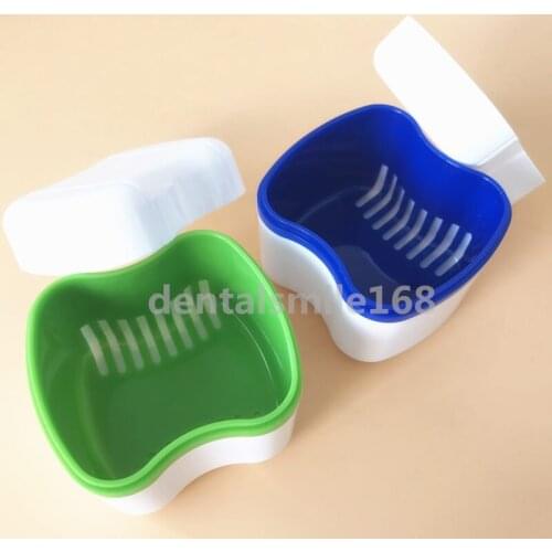 2pcs/set Storage box New Denture Bath Box Case Dental False Teeth Storage Container Rinsing Basket