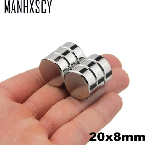 100pcs Neodymium N35 Dia20mm X 8mm Strong Magnets Tiny Disc NdFeB Rare Earth For Crafts Models Fridge Sticking magnet 20x8mm