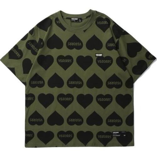 Fashion Brand Summer Heart-shaped Print Cotton Short Sleeve T-shirt Women And Men Loose Trend Half Sleeve Tees Tops