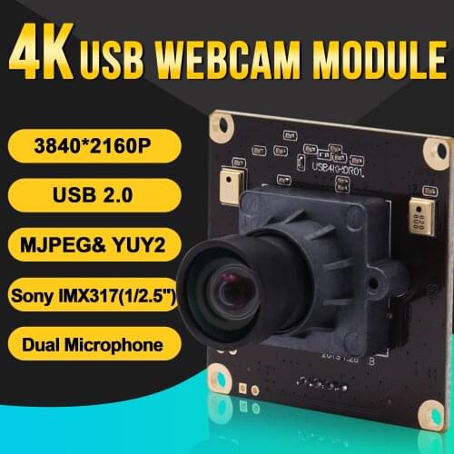 4K Camera Module 3840x2160 Mjpeg 30fps High Frame Rate Mini USB2.0 Webcam Web Camera Module with No distortion lens and Mic