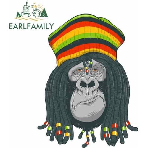 EARLFAMILY 13cm x 9.7cm For Gorilla Rastafarian Car Styling Stickers Trunk Decal Car Accessories Waterproof Scratch-Proof