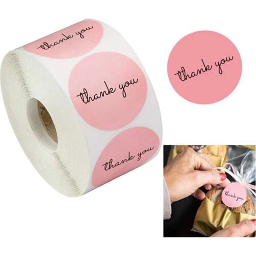 500pcs/Roll 2.5cm"Thank You"Round Transparent Design Happy Birthday Seal Stickers Favors Labels Mailing Supplies Festival