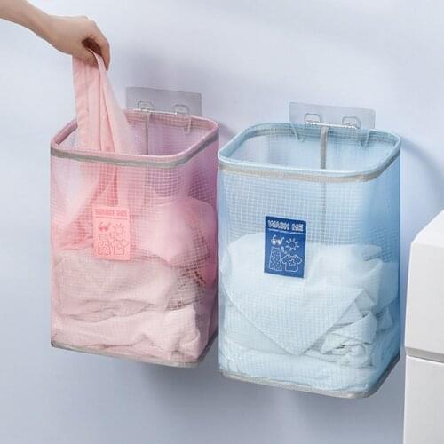 Wall-Mounted Folding Laundry Basket Bathroom Storage Organizer Shelf Organization Dirty Clothes Baskets Household Accessories