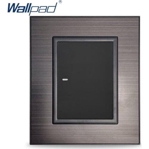 Wallpad 1 Gang 3 Way intermediate Wall Light Switch Black Stainless Steel Panel Plastic Button