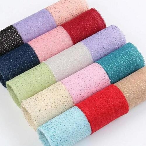 New 50 75mm polyester gauze ribbon 5y/10y powder sequins colorful DIY handmade materials wedding bouquet decoration belt