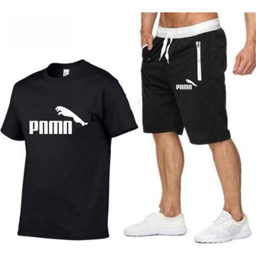 2021 summer new mens short sleeve suit sportswear leisure sports suit mens T-shirt shorts suit printed brand suit