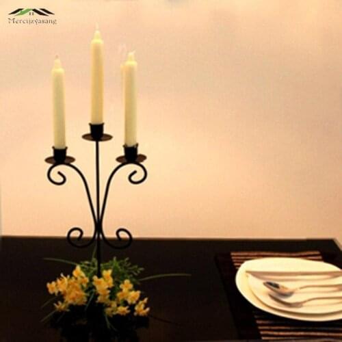 New Iron Metal Candle Holders 3-Arms Stand Black Continental High Quality Pillar For Wedding Event Candlelight Dinner Candelabra