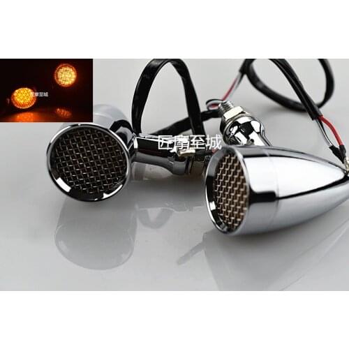 One Pair Chrome Motorcycle Turn Signal Light 20 LED Turn Signals Indicators Universal Blinkers Flashers for Harley Honda Yamaha