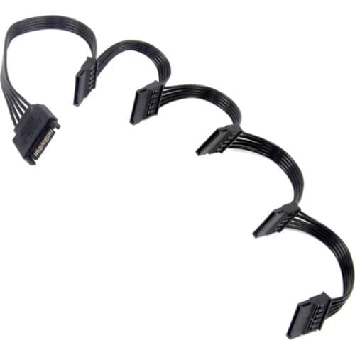 One to Five Hard Drive Power Cord Extension Cable 5X15 Pin SATA Power Supply Cable