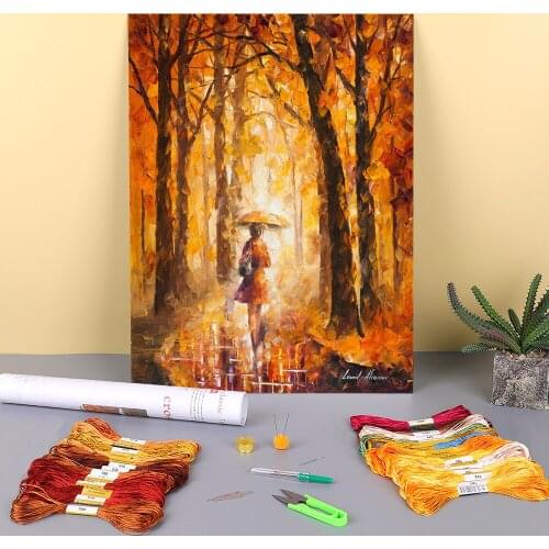 Reasons For Rain Printed Water-Soluble Canvas 11CT Cross-Stitch Embroidery Full Kit DMC Threads Needlework Handmade Magic