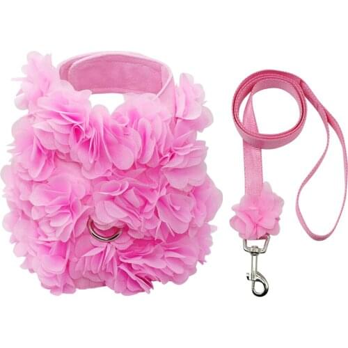 Adjustable Pet Dog Vest Harness Leash Set Breathable Flower Small Dogs Cat Vest Harnesses Chest Strap For Chihuahua Teddy Dogs