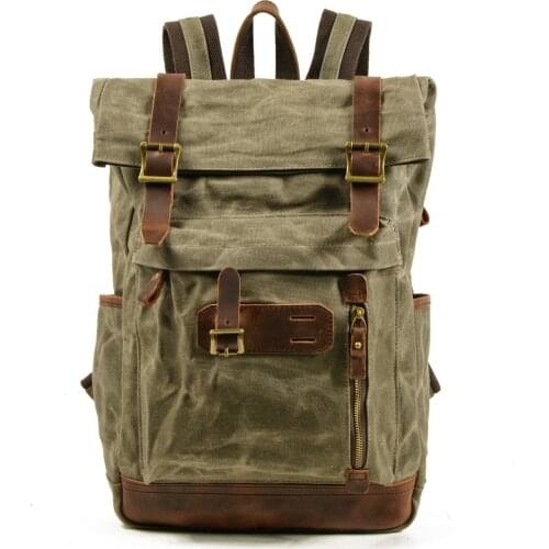 Rucksack Wax Canvas Outdoor Pack Capacity Backpack Military Fans Waterproof and Breathable Sackpack