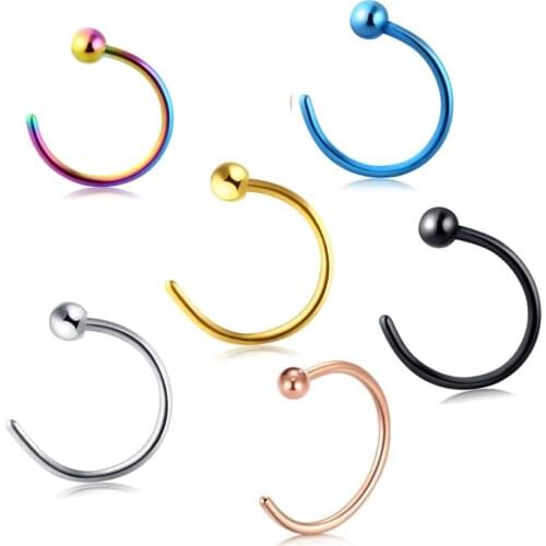 TIANCIFBYJS Stainless Steel Clip On Earrings Nose Hoop Ring Fake Ear Studs Body Jewelry Piercing 20 Gauge 8mm Tragus Earring