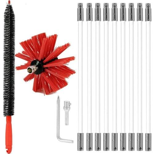 Electric drill chimney brushes, pipe brushes on the inner wall of range hoods, extendable and curved dryer pipe brushes