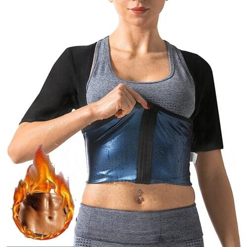 Sauna Suit for Women Sweat Shirt Waist Trainer Corset Workout Jacket Heat Trapping Polymer Tee Sleeves Body Shaper Top Zipper