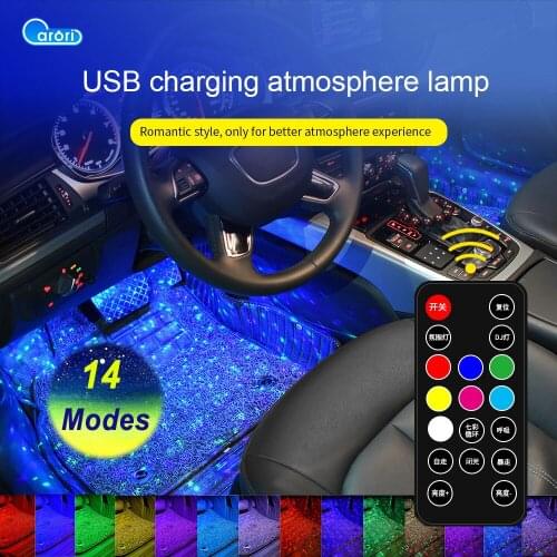 Car Ambient Light Interior Decorative Atmosphere Lamp Auto Foot Star LED Light Strip With Remote Music Control Multiple Modes