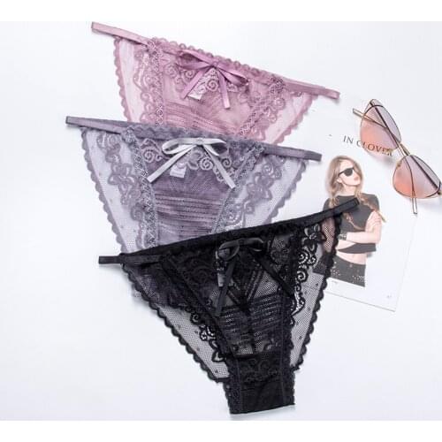 Hot Women Sexy Lingerie Exotic Panties Lace Bow Underwear Pants Open Back Underpants Solid Transparent Briefs