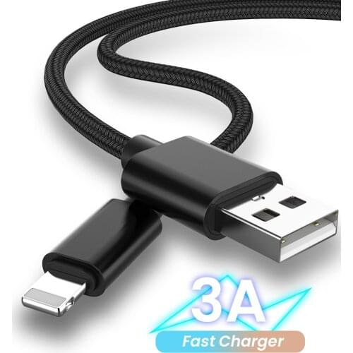 3A 8 Pin USB Cable For iPhone 12 Pro 1/2m Fast Charging Kable For iPhone Charger Nylon Braided Single Head USB Data Cord