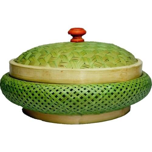 Zq Vintage Fruit Plate With Lid Snack Box Household Bamboo Fruit Plate Living Room Storage Candy Box