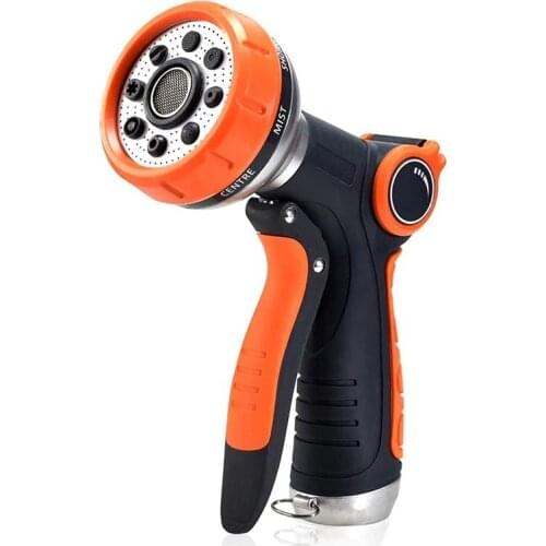 High Pressure Metal Clad Wash Car, Water Gun, Garden Alloy Plastic Thumb 8 Function Garden Spray Water Gun