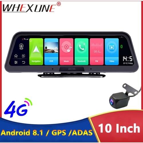 WHEXUNE 10 Inch 4G Car DVR ADAS Android GPS navigation HD 1080P Dash camera Video Recorder Night vision Phone APP Remote Monitor