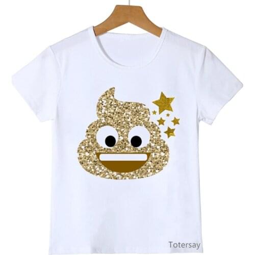 Funny Hilarious Glitter Gold Poop t shirt for girls kawaii kids clothes Texting print t shirts camisetas harajuku t-shirt