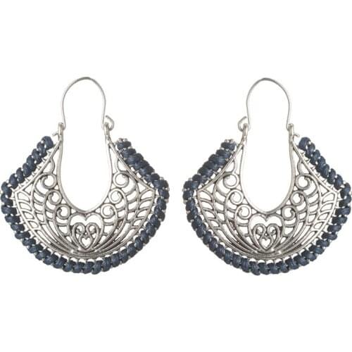 LOVBEAFAS Boho Vintage Earrings For Women Fashion Jewelry Handmade Rope Wrap Heart Hollow Drop Sector Bohemian Earrings Bijoux