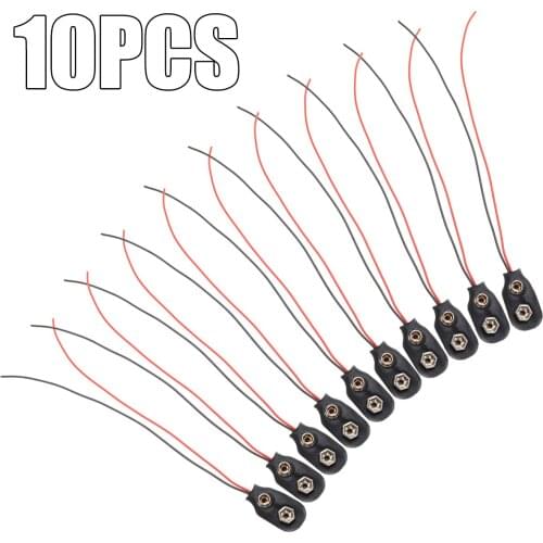 10pcs 9V Battery Snap-on Connector 9volt Battery Holder Clip With Wire Holder Cable Leads Cord