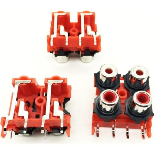 2pcs Four holes Lotus socket 4 Lotus socket Audio signal input jack AV Block RCA 4-7B 8.4 free shipping