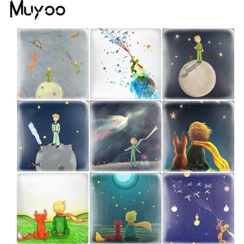2020 New The Little Prince with Fox Glass Cabochon Cartoon Art Square Photo Cabochons Jewelry DIY Gifts Accessories
