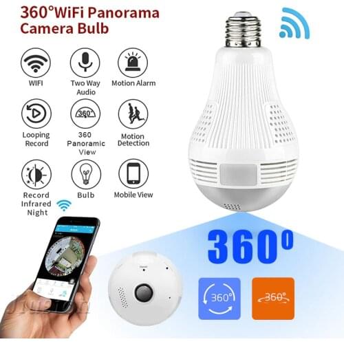 360 Degree WiFi Bulb Mini Camera 960P HD CCTV Panoramic Night Vision Motion Detection Home Surveillance Remote Monitor Micro Cam