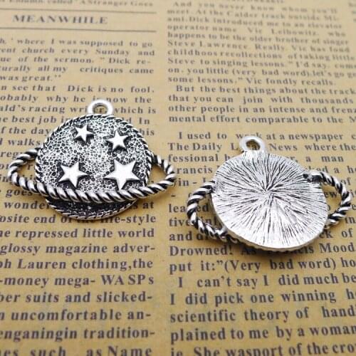 4pieces/lot 27*33mm Antique silver color Metal Outer space Charms Planet Pendant Bracelet Key chain DIY handmade accessory