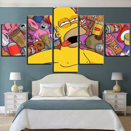 5 Pieces Wall Art Canvas Painting Cartoon Anime Poster Big Bill Duck Home Modern Living Room Framework Pictures Decoration