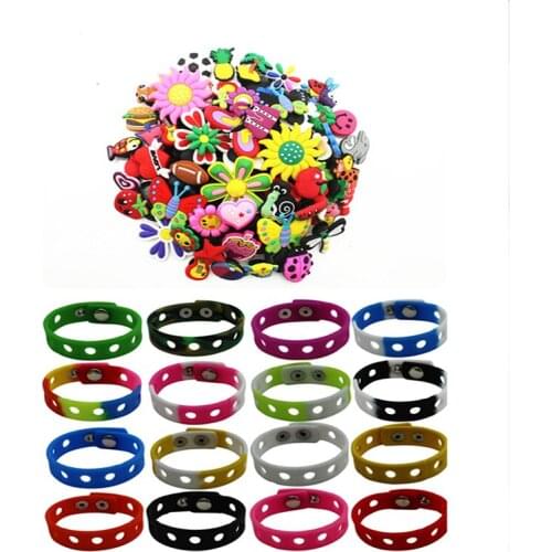 50 Pcs PVC Different Shoe accessories Shoe Charms Shoe Decorations with 16pcs Bracelet Wristband Kid Gifts