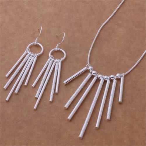 AS355 Hot Sale Silver Plated Color Jewelry Sets For Women Wholesale High Quality Classic Earring 543 + Necklace 508